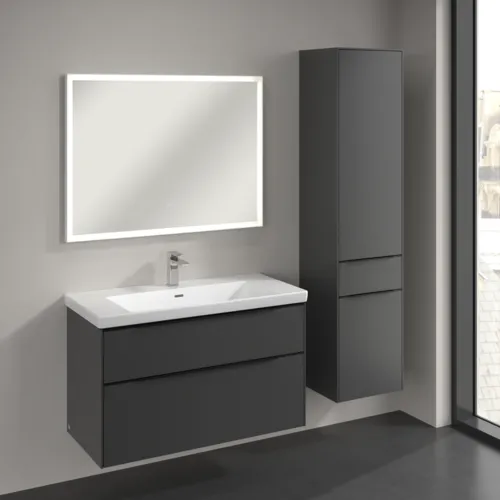 VILLEROY BOCH Subway 3.0 Vysoká skříňka, 2 dvířka, 1 zásuvka, 400 x 1710 x 362 mm, grafitová / grafitová #C59101VR, obrázek 3