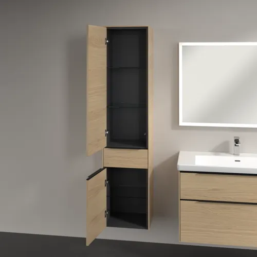 VILLEROY BOCH Subway 3.0 Vysoká skříňka, 2 dvířka, 1 zásuvka, 400 x 1710 x 362 mm, severský dub / severský dub #C59001VJ, obrázek 5