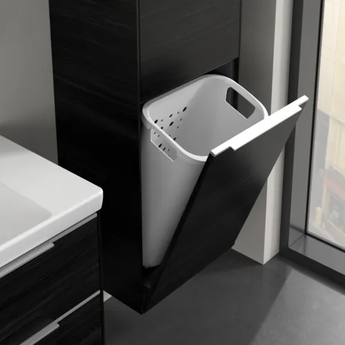 VILLEROY BOCH Spížní skříň Subway 3.0, 1 dveře, 1 výklop na prádlo, 450 x 1710 x 362 mm, černý dub #C59300AB, obrázek 6