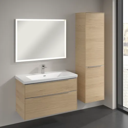 VILLEROY BOCH Spížní skříň Subway 3.0, 1 dveře, 1 výklop na prádlo, 450 x 1710 x 362 mm, dub severský / dub severský #C59300VJ, obrázek 3