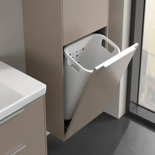VILLEROY BOCH Spížní skříň Subway 3.0, 1 dveře, 1 výklop na prádlo, 450 x 1710 x 362 mm, Taupe / Taupe #C59300VM, obrázek 6