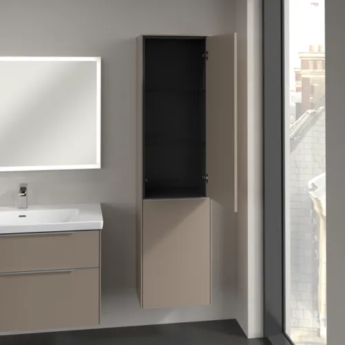 VILLEROY BOCH Spížní skříň Subway 3.0, 1 dveře, 1 výklop na prádlo, 450 x 1710 x 362 mm, Taupe / Taupe #C59300VM, obrázek 5