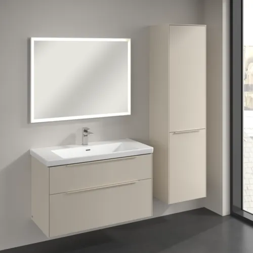 VILLEROY BOCH Spížní skříň Subway 3.0, 1 dveře, 1 klapka na prádlo, 450 x 1710 x 362 mm, Cashmere Grey / Cashmere Grey #C59302VN, obrázek 3