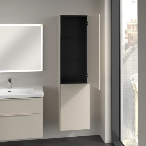 VILLEROY BOCH Spížní skříň Subway 3.0, 1 dveře, 1 klapka na prádlo, 450 x 1710 x 362 mm, Cashmere Grey / Cashmere Grey #C59302VN, obrázek 5