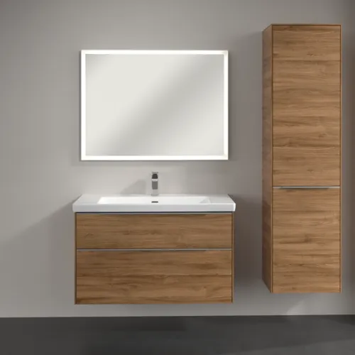 VILLEROY BOCH Spížní skříňka Subway 3.0, 1 dveře, 1 klapka na prádlo, 450 x 1710 x 362 mm, dub Kansas / dub Kansas #C59300RH, obrázek 4