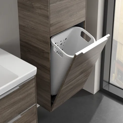 VILLEROY BOCH Spížní skříň Subway 3.0, 1 dveře, 1 klapka na prádlo, 450 x 1710 x 362 mm, Kamenný dub / Kamenný dub #C59300RK, obrázek 6