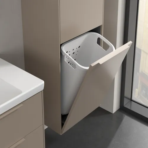 VILLEROY BOCH Spížní skříň Subway 3.0, 1 dveře, 1 výklop na prádlo, 450 x 1710 x 362 mm, Taupe / Taupe #C59302VM, obrázek 6