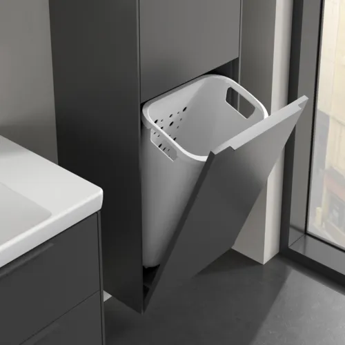 VILLEROY BOCH Spížní skříňka Subway 3.0, 1 dveře, 1 klapka na prádlo, 450 x 1710 x 362 mm, grafitová / grafitová #C59302VR, obrázek 6