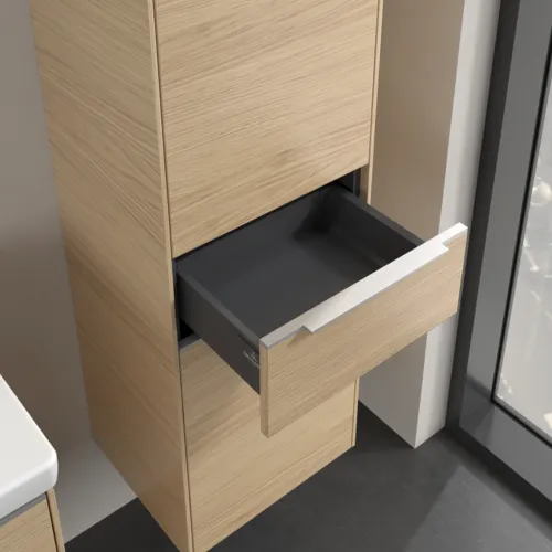 VILLEROY BOCH Subway 3.0 Vysoká skříňka, 2 dvířka, 1 zásuvka, 400 x 1710 x 362 mm, severský dub / severský dub #C59100VJ, obrázek 6