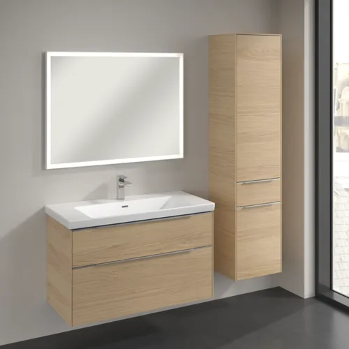 VILLEROY BOCH Subway 3.0 Vysoká skříňka, 2 dvířka, 1 zásuvka, 400 x 1710 x 362 mm, severský dub / severský dub #C59100VJ, obrázek 3