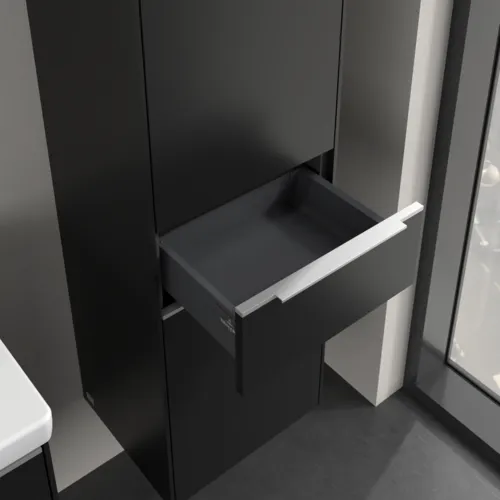 VILLEROY BOCH Subway 3.0 Vysoká skříň, 2 dveře, 1 zásuvka, 400 x 1710 x 362 mm, Volcano Black / Volcano Black #C59100VL, obrázek 6