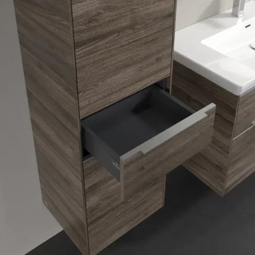 VILLEROY BOCH Subway 3.0 Vysoká skříňka, 2 dveře, 1 zásuvka, 400 x 1710 x 362 mm, Kamenný dub / Kamenný dub #C59000RK, obrázek 6