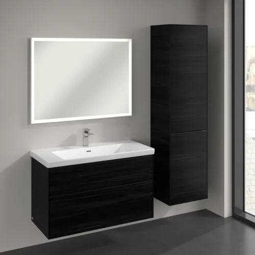 VILLEROY BOCH Spížní skříň Subway 3.0, 1 dveře, 1 výklop na prádlo, 450 x 1710 x 362 mm, černý dub #C59301AB, obrázek 3