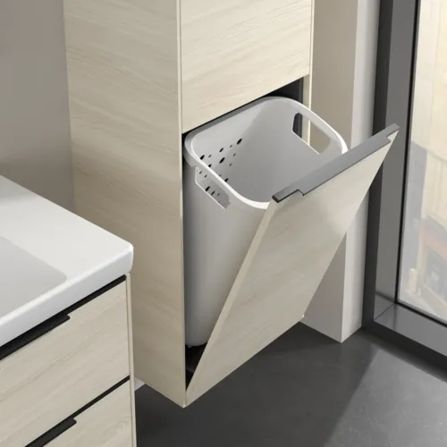 VILLEROY BOCH Spížní skříňka Subway 3.0, 1 dveře, 1 klapka na prádlo, 450 x 1710 x 362 mm, bílý dub #C59301AA, obrázek 6
