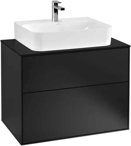 VILLEROY BOCH Toaletní skříňka Finion, 2 výsuvy, 800 x 603 x 501 mm, černý matný lak / černé matné sklo #F09200PD, obrázek 2