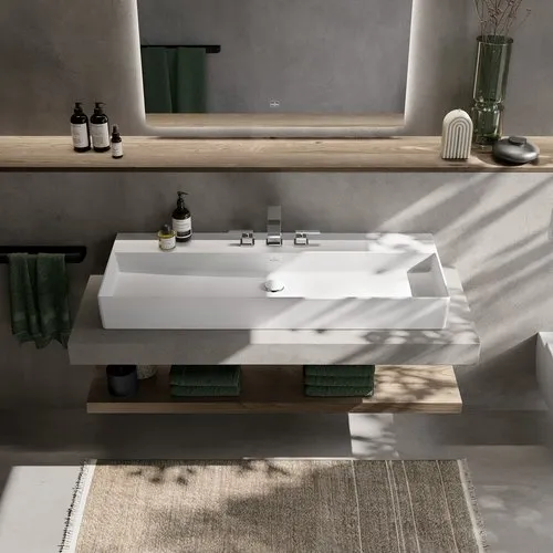 VILLEROY BOCH Umyvadlo Memento 2.0, 1000 x 470 x 135 mm, Stone White CeramicPlus, bez přepadu, leštěné #4A221HRW, obrázek 9
