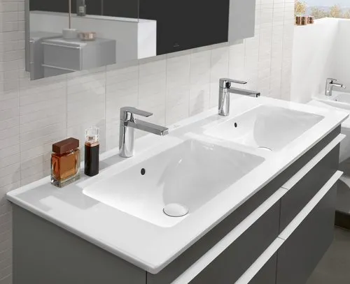 VILLEROY BOCH Skříňkové dvojumyvadlo Venticello, 1300 x 500 x 170 mm, bílá Alpine CeramicPlus, s přepadem #4111DLR1, obrázek 10