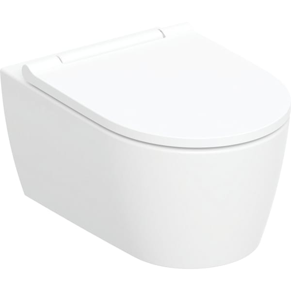 GEBERIT Sada závěsného WC Geberit ONE s hlubokým splachováním, uzavřený tvar, TurboFlush, s WC sedátkem WC keramika: bílá / KeraTect Designový kryt: bílý #500.201.01.1