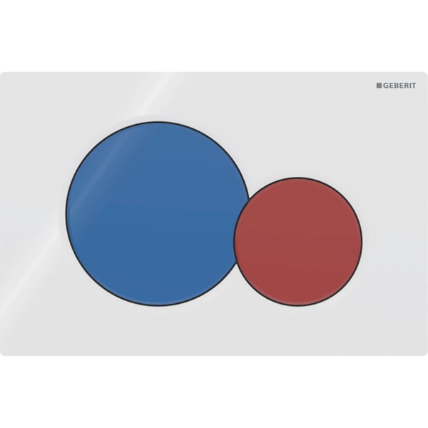 GEBERIT Ovládací tlačítko Geberit Sigma01 pro 2 množství splachování, Round, pro dětské WC Deska: bílá Ovládací tlačítko velkého spláchnutí: modré Ovládací tlačítko malého spáchnutí: červené #115.770.LB.5