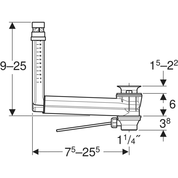 GEBERIT Připojení umyvadla Geberit Clou s pákovým ovládáním Odpadní ventil: Nerezová ocel leštěná #152.018.00.1