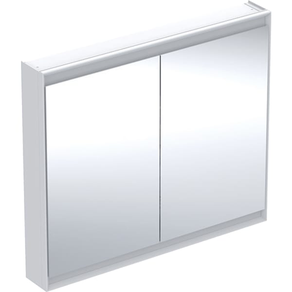 GEBERIT Zrcadlová skříňka Geberit ONE s ComfortLight, dvě dvířka, montáž na omítku, výška 90 cm Bílá / Hliník s práškovou barvou #505.814.00.2