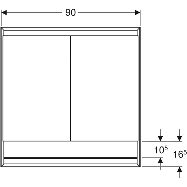 GEBERIT Zrcadlová skříňka Geberit ONE s nikou a ComfortLight, dvě dvířka, podomítková montáž, výška 90 cm Bílá / Hliník s práškovou barvou #505.823.00.2