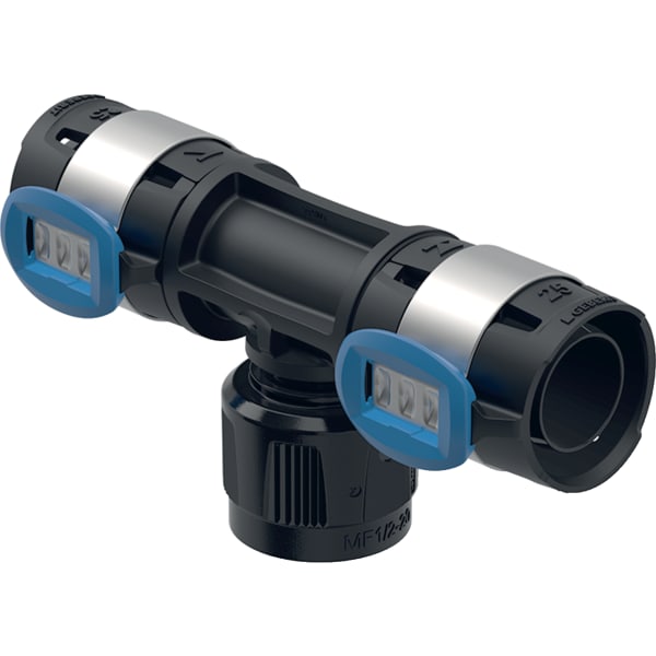 GEBERIT T tvarovka Geberit FlowFit přechodová s MasterFix, průchozí #620.380.00.1