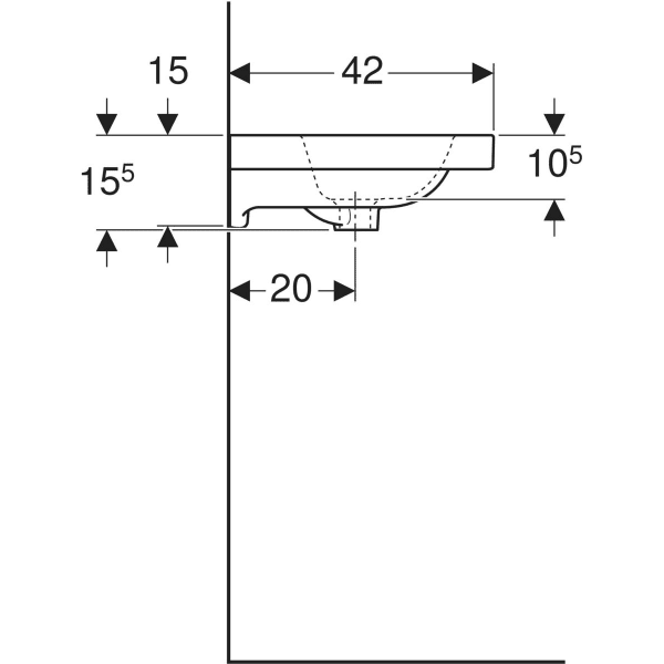 GEBERIT Umyvadlo Geberit iCon Light, zkrácené vyložení Bílá #501.841.00.5