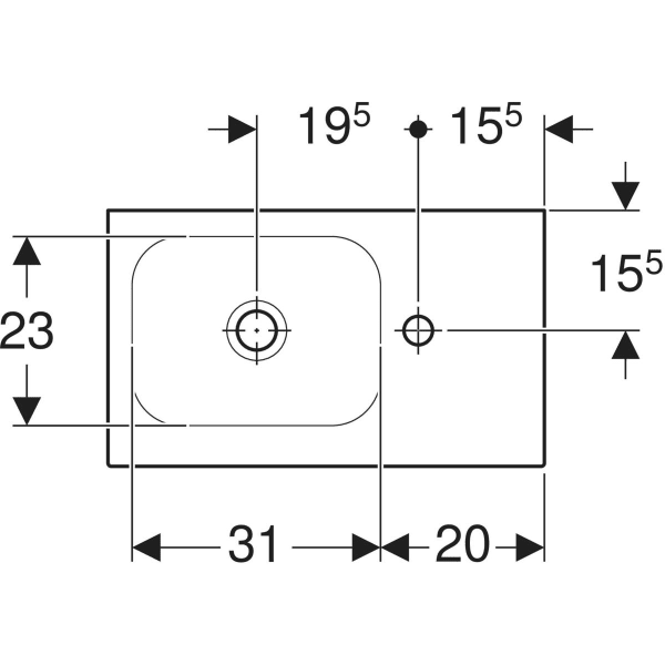 GEBERIT Umývátko Geberit iCon Light s odkládací plochou Bílá / KeraTect #501.832.00.2