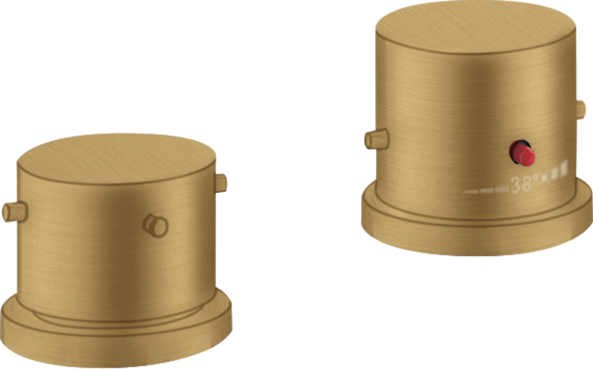 HANSGROHE AXOR Starck 2-otvorová vanová okrajová baterie s termostatem a nulovými rukojeťmi #10480250 - Brushed Gold Optic