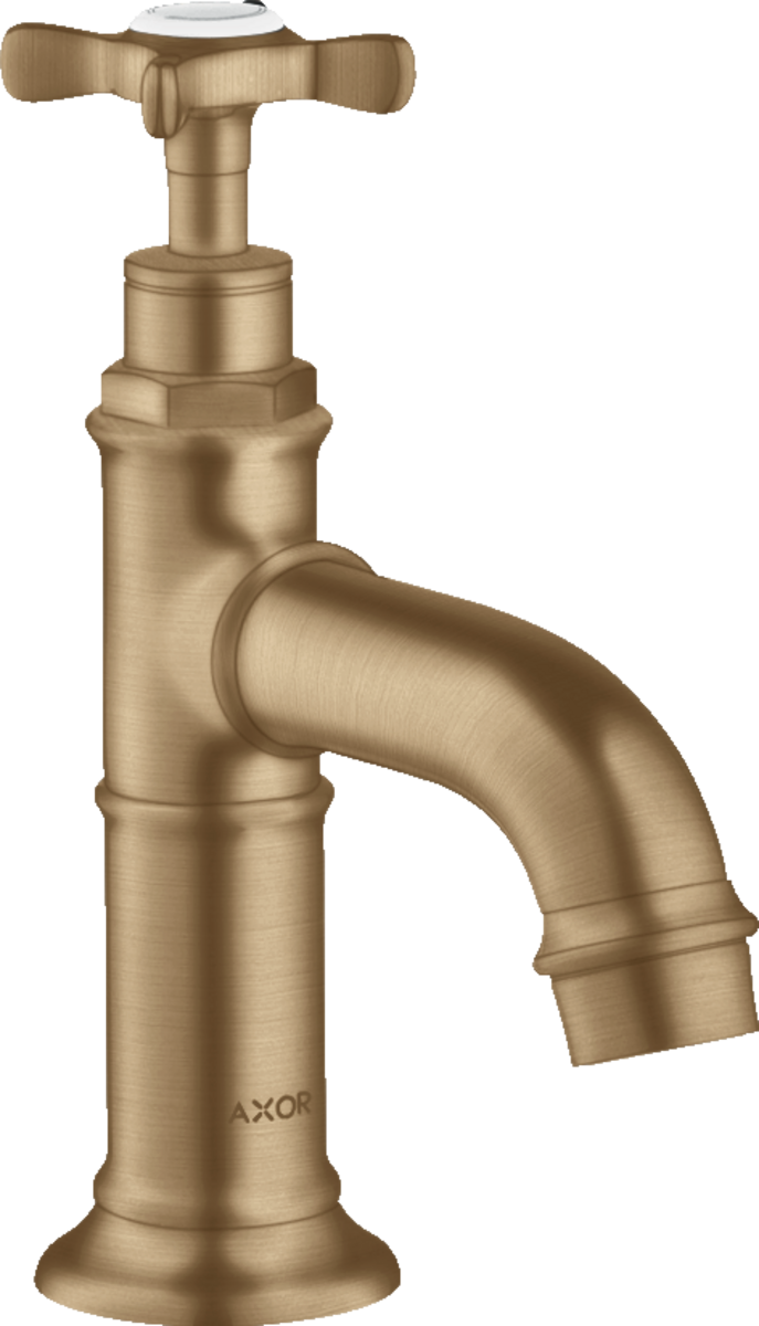 HANSGROHE Sloupový ventil AXOR Montreux 50 s křížovou rukojetí bez výsuvného odpadu #16530140 - kartáčovaný bronz