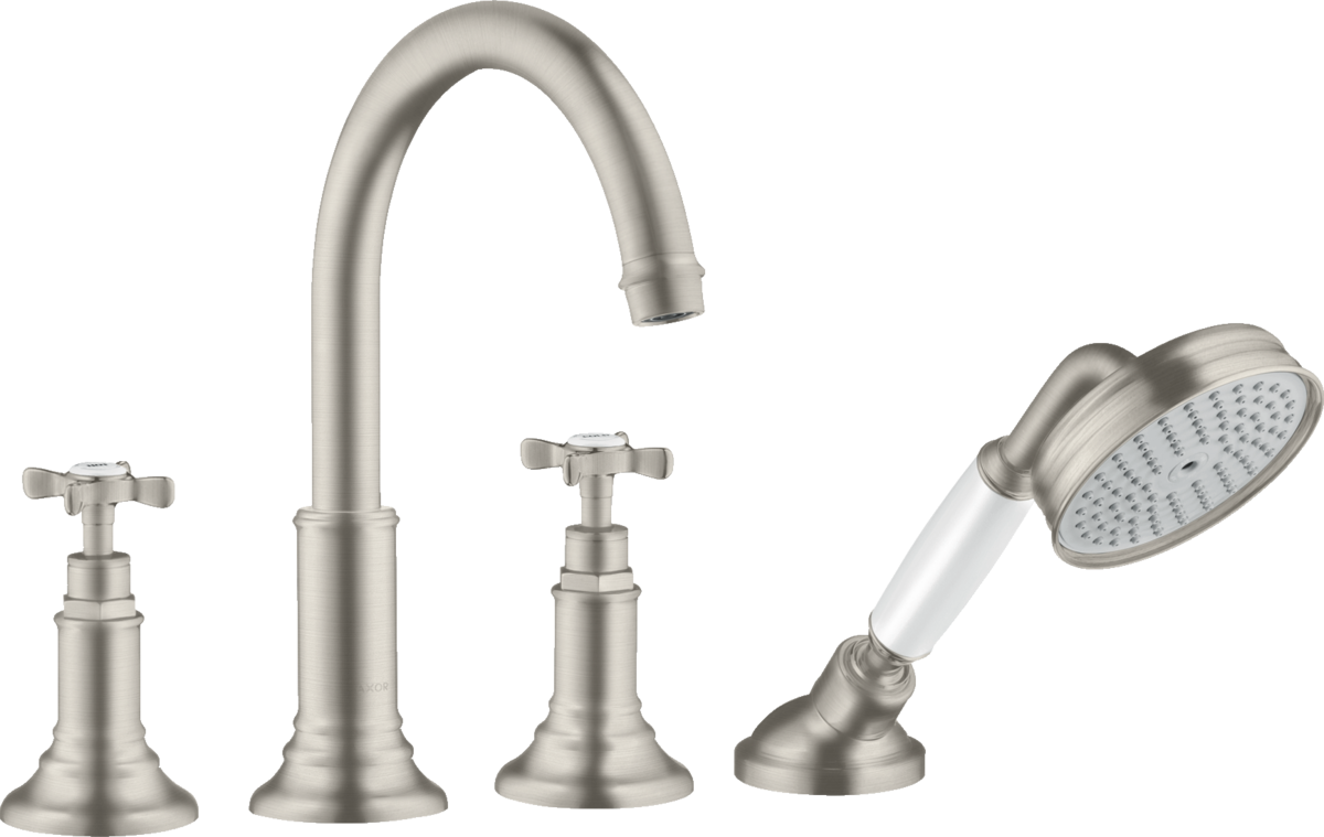 HANSGROHE AXOR Montreux 4-otvorová baterie s křížovými rukojeťmi #16544800 - nerezová ocel Optic