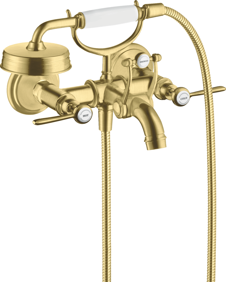 HANSGROHE AXOR Montreux 2páková vanová baterie na povrch s pákovými rukojeťmi #16551950 - kartáčovaná mosaz