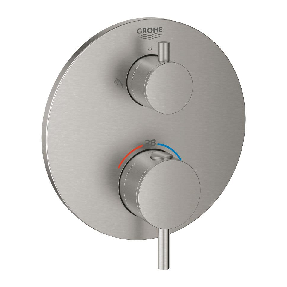 GROHE Atrio Termostatická baterie pro 2 výstupy s integrovaným uzavíracím/přepínacím ventilem SuperSteel #24135DC3