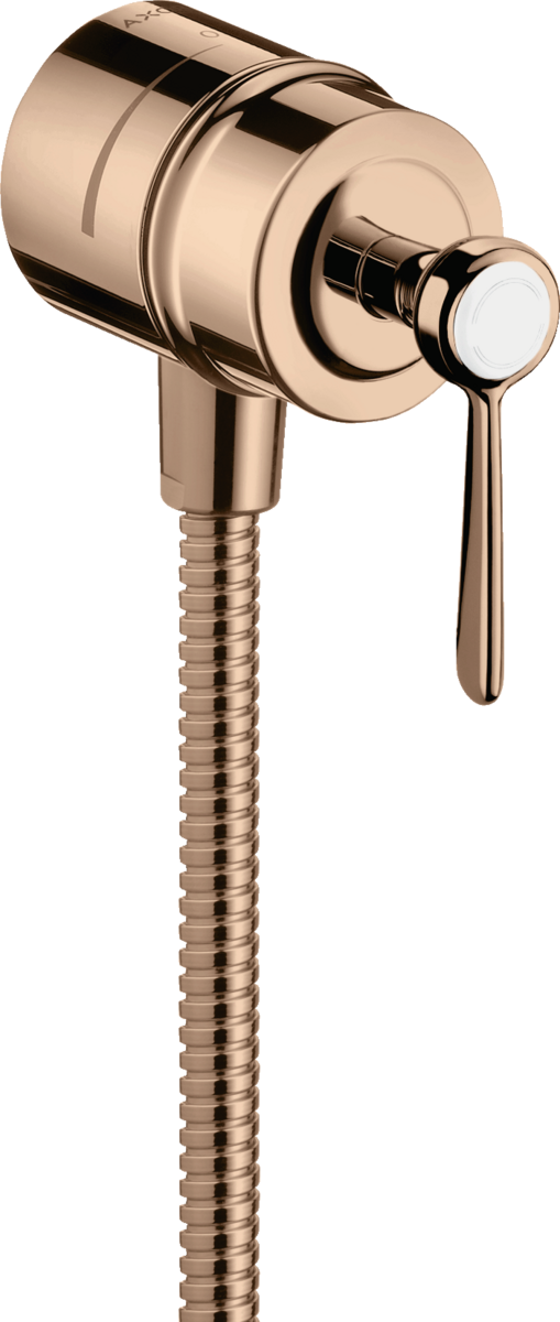HANSGROHE Nástěnný uzávěr AXOR Montreux se zpětnou klapkou, uzavíracím ventilem a pákovou rukojetí #16883300 - Leštěné červené zlato