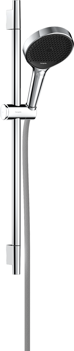 HANSGROHE Rainfinity Sprchová sada 130 3jet se sprchovou tyčí S Puro 65 cm, jezdec s tlačítkem Push a textilní sprchová hadice Designflex 160 cm #28745000 - chrom