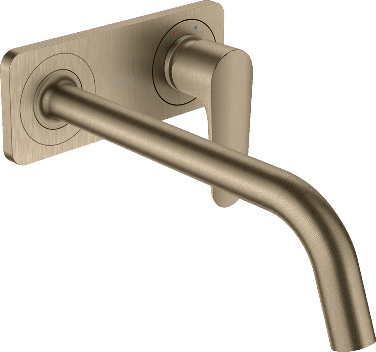 HANSGROHE AXOR Citterio M podomítková jednopáková umyvadlová baterie k montáži na stěnu s výtokem a deskou 227 mm #34115820 - kartáčovaný nikl