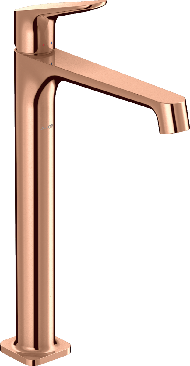 HANSGROHE AXOR Citterio M jednopáková umyvadlová baterie 250 pro umyvadla na desku s výsuvným odpadem #34127300 - leštěná červenozlatá