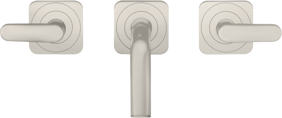 HANSGROHE AXOR Citterio M tříotvorová podomítková umyvadlová baterie pro montáž na stěnu s výtokem 166 mm, pákovými rukojeťmi a rozetami #34313800 - nerezová ocel Optic