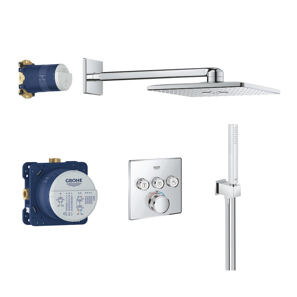 GROHE Grohtherm SmartControl Sprchový systém s hlavovou sprchou Rainshower SmartActive 310 Cube Chrom #34804000