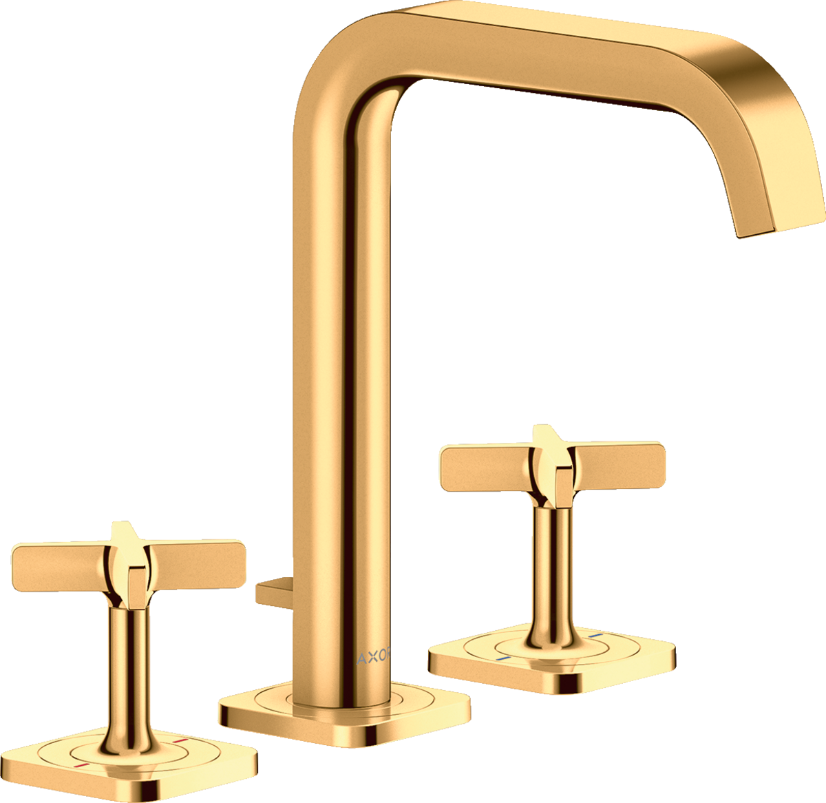 HANSGROHE AXOR Citterio E tříotvorová umyvadlová baterie 170 s rozetami a výsuvným odpadem #36108990 - Polished Gold Optic