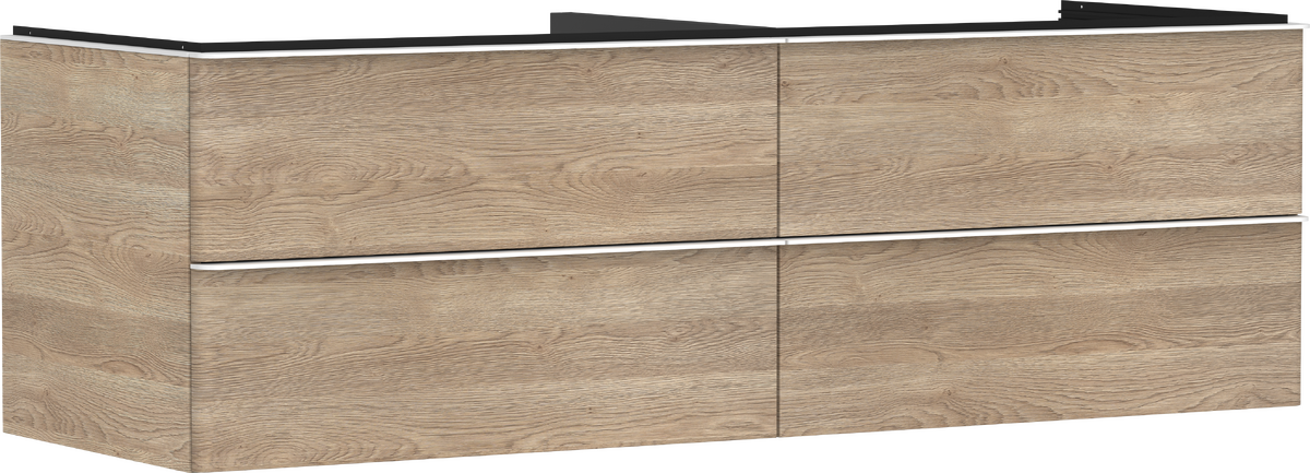 HANSGROHE Xelu Q Skříňka pod umyvadlo přírodní dub 1560/550 se 4 zásuvkami pro desku s výřezem uprostřed #54092700 - přírodní dub
