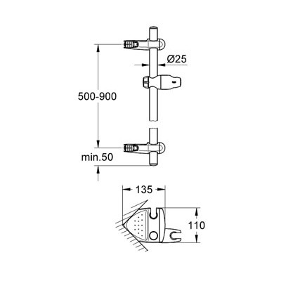 GROHE Sprchová tyč Movario 900 mm #28399000 - chrom