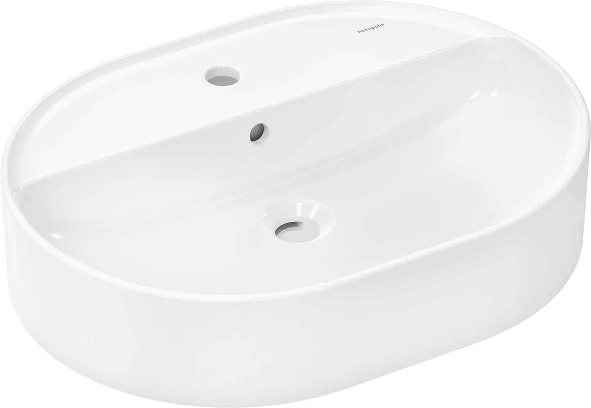 HANSGROHE Xuniva U Umyvadlová mísa 600/450 s otvorem pro baterii a přepadem #60171450 - bílá