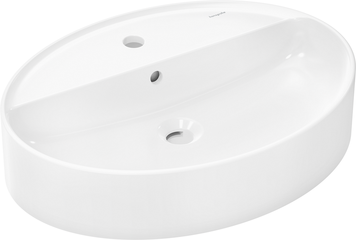 HANSGROHE Xuniva D Umyvadlová mísa 600/450 s otvorem pro baterii a přepadem, SmartClean #61078450 - bílá