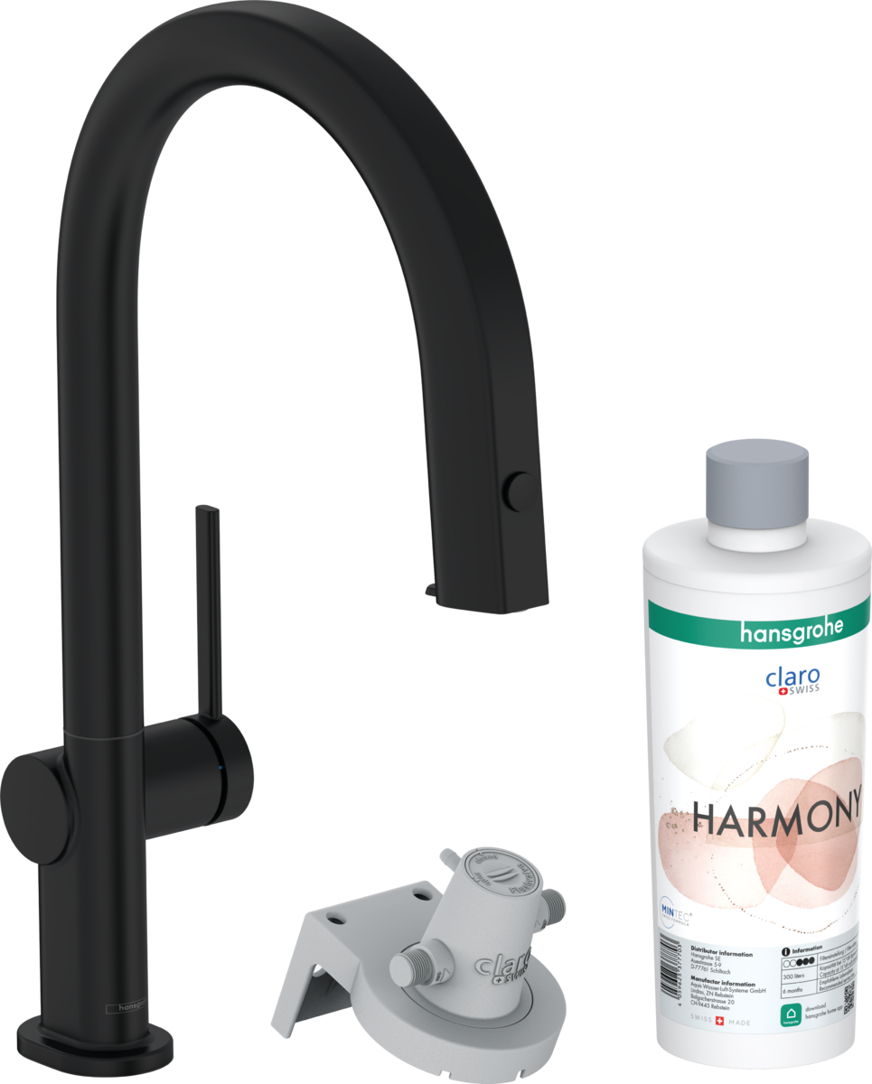HANSGROHE Aqittura M91 FilterSystem 210, výsuvná hubice, 1jet, sBox, startovací sada #76800670 - matná černá