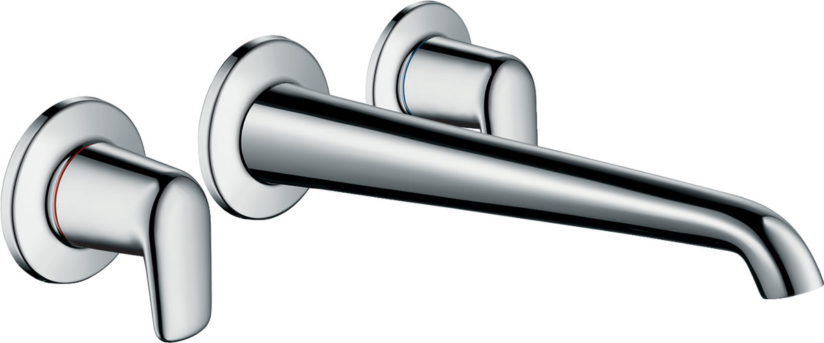 HANSGROHE AXOR Bouroullec 3otvorová podomítková umyvadlová baterie s výtokem 245 mm a pákovými rukojeťmi pro montáž na stěnu #19158000