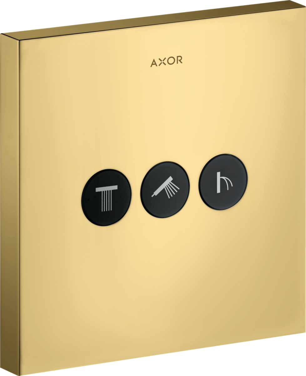 HANSGROHE AXOR ShowerSelect podomítkový ventil hranatý pro 3 spotřebiče #36717990 - Polished Gold Optic