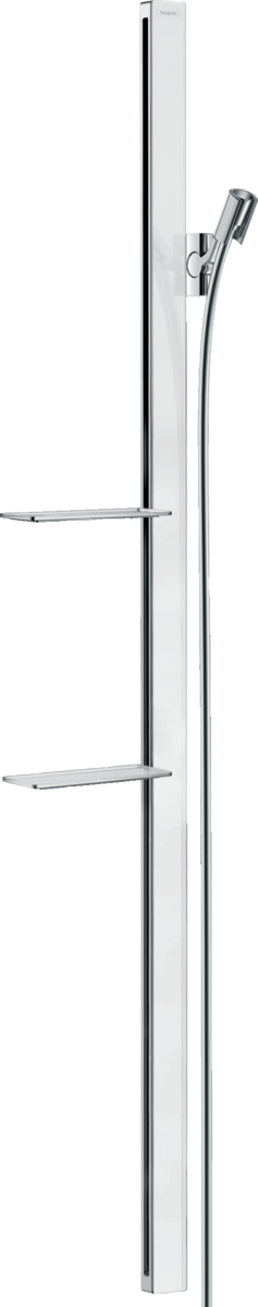 HANSGROHE Sprchová tyč Unica E 150 cm se sprchovou hadicí Isiflex 160 cm a poličkami #27645400 - bílá/chromová