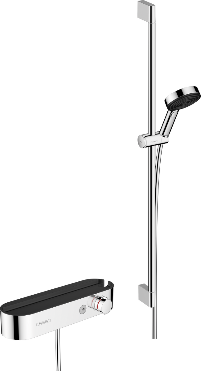 HANSGROHE Pulsify Select S Sprchový systém 105 3jet Relaxation s ruční sprchou, termostatem ShowerTablet 400, sprchovou tyčí 90 cm, jezdcem a sprchovou hadicí #24270000 - chrom